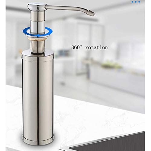 Seifenspender, Seifenspender for die Arbeitsplatte, aus massivem Messing, integriertes Design for Küchenspüle mit Seifenflasche, verbesserte Version, 10,1 oz(Plastic Bottle Body) von ZHURDFT