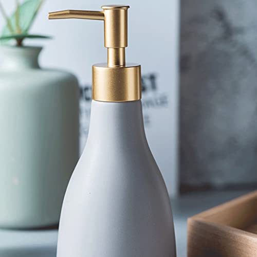 Seifenspender, Seifenspender for die Arbeitsplatte, kegelförmiger, Lotionspender aus Keramik, eleganter for Dusche, nachfüllbar, 280 ml(Gray) von ZHURDFT