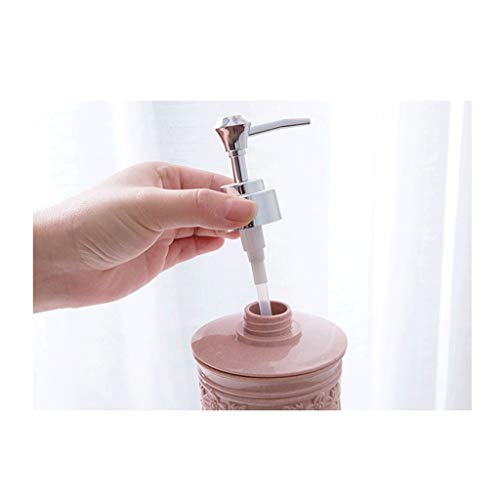 Seifenspender, Seifenspender for die Arbeitsplatte, nachfüllbarer, runde, quadratische Seifenpumpflasche for Badezimmer, Waschtisch, 13,5 oz(Round Pink) von ZHURDFT