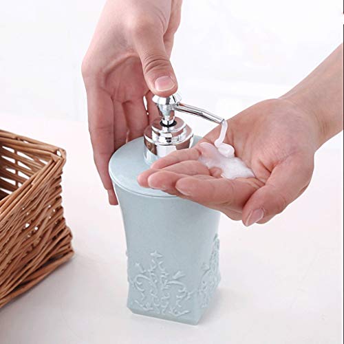 Seifenspender, Seifenspender for die Arbeitsplatte, nachfüllbarer, runde, quadratische Seifenpumpflasche for Badezimmer, Waschtisch, 13,5 oz(Square Blue) von ZHURDFT