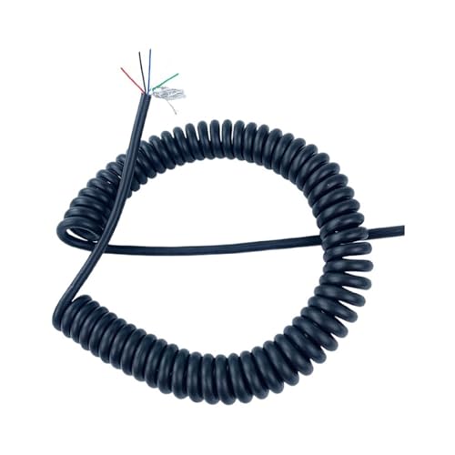 Spiral-Teleskopdraht, federgeschirmter Draht, 5 Kerne, 24 AWG, 0,2 mm quadratische Dehnung, 1 Meter bis 14 Meter, Spiralkabel, Spiralverlängerung(Stretch 1 meter) von ZHURDFT