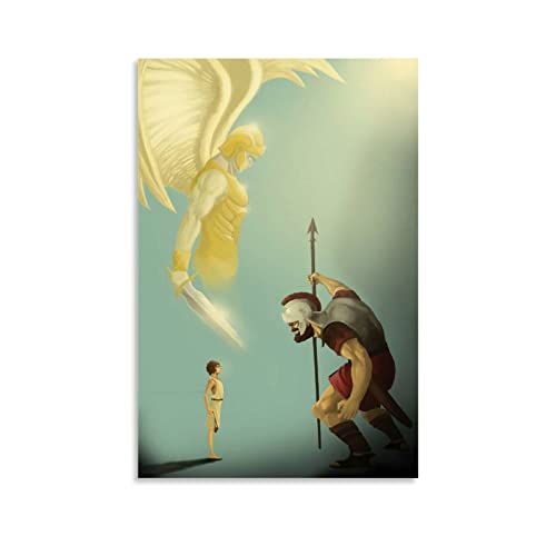 David und Goliath mit Engel auf Leinwand, Kunstposter und Wandkunstdruck, modernes Familienschlafzimmerdekor, Poster, 20 x 30 cm David und Goliath mit Engel auf Leinwand, Kunstposter und Wandkunstdruck, modernes Familienschlafzimmerdekor, Poster, 20 x 30 cm von ZHUTOU