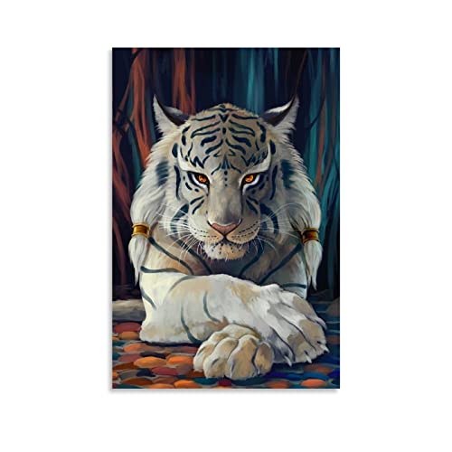 Poster, Motiv: liegender Tiger, dekoratives Gemälde, Leinwand, Wandkunst, Wohnzimmer, Schlafzimmer, Gemälde, 40 x 60 cm von ZHUTOU