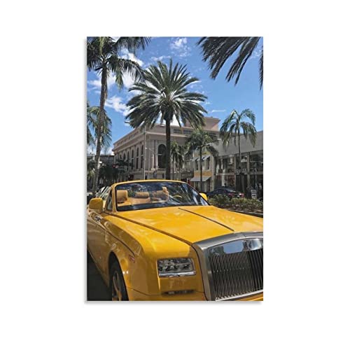 Supercar Poster Yellow Rolls Royce Leinwand-Kunstposter und Wandkunst, Bilderdruck, modernes Familienschlafzimmerdekor, Poster, 50 x 75 cm von ZHUTOU