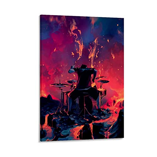 ZHUTOU Drummer Painting Art Poster Dekorative Malerei Leinwand Wandkunst Wohnzimmer Poster Schlafzimmer Gemälde 20 x 30 cm von ZHUTOU