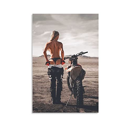 ZHUTOU Hot Girl Poster Motorrad Mädchen Leinwand Kunst Poster und Wandkunst Bild Druck Modern Familie Schlafzimmer Dekor Poster 60 x 90 cm von ZHUTOU