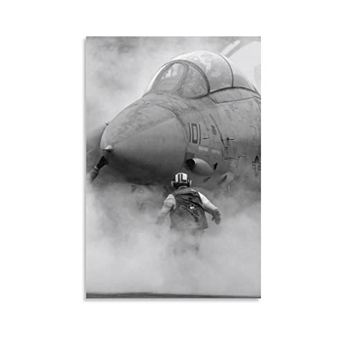 ZHUTOU Jets Fighter Poster F14 Tomcat On Deck, Leinwand-Kunst, Poster und Wandkunst, Druck, modernes Familienschlafzimmer, Deko-Poster, 50 x 75 cm von ZHUTOU