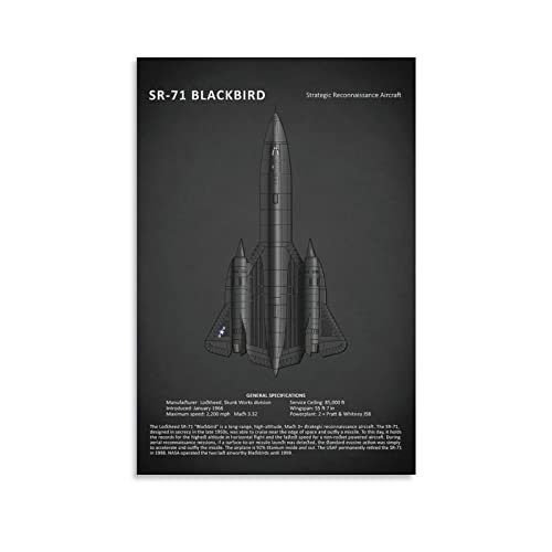 Aircraft Series Poster SR-71 Blackbird Poster Wandkunst Poster Scrollen Leinwand Malerei Bild Wohnzimmer Dekor Zuhause 30 x 45 cm von ZHUYING