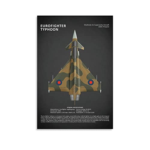 ZHUYING Poster der Flugzeug-Serie, Eurofighter, Typhoon, Poster, Druck, Fotokunst, Malerei, Leinwand, Poster, Zuhause, moderne Dekoration, Poster, 50 x 75 cm von ZHUYING