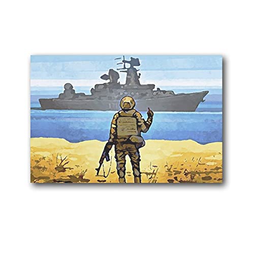 ZHUYING Poster "Russian Warship Go F Yourself", Wandkunst, ukrainischer Soldat, Geschenk, Leinwandposter, Wandkunst, Poster, Leinwanddruck, Poster, Kunstwerke, Ro ZHUYING Poster "Russian Warship Go F Yourself", Wandkunst, ukrainischer Soldat, Geschenk, Leinwandposter, Wandkunst, Poster, Leinwanddruck, Poster, Kunstwerke, Ro von ZHUYING