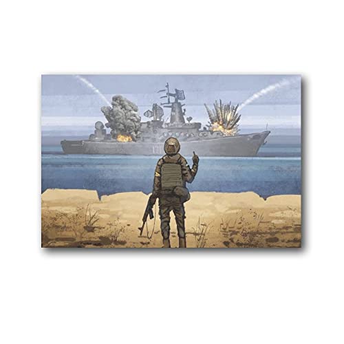 Russisches Kriegsschiff Go F Yourself Poster Wandkunst Ukrainischer Soldat Geschenk Leinwand Poster Home Decor Poster Wandkunst Hängendes Bild Druck Dekorative Schmerzen von ZHUYING