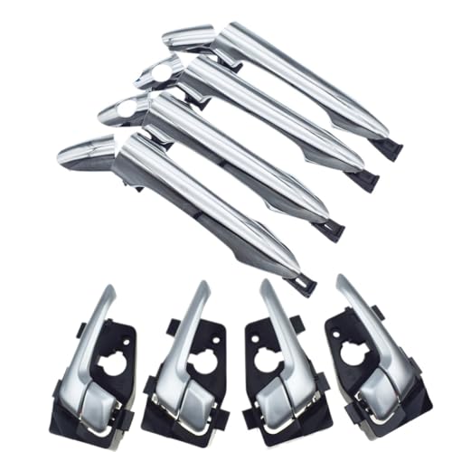 ZHUYRT 8 Stück/passend for Kia Picanto Morning 2011–2016, Chrom/Schwarz außen und Silber innen, vorne hinten links rechts links rechts Autotürgriff(Chrome Kit) von ZHUYRT
