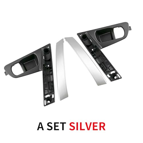 ZHUYRT Innentürgriff-Abdeckungsbasis, silber-schwarze Kohlefaser/passend for Nissan Qashqai J10 2007 2008 2009 2010 2011 2012 2013 2014 2015(A Set Silver) von ZHUYRT