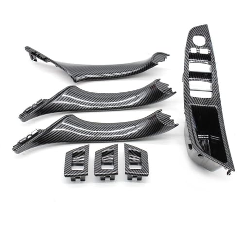 ZHUYRT LHD RHD Carbon Faser Auto Innentür Griff Pull 7PCS Set/Fit for BMW 5 Series F10 F11 520i 523i 525i 528i 530i 535i Auto Innenraum Innentürgriff(RHD Inner Handle Set) von ZHUYRT