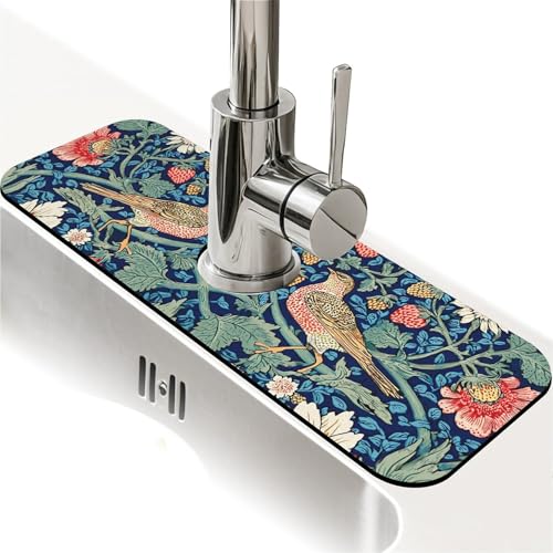 Spritzschutz für Küchenspüle, Erdbeeren und Vögel, Wasserhahnmatte, Spülbecken-Gadgets, super saugfähig, schnell trocknende Matte, Tropffänger für Küche, Bad, Spülbeckenmatte, Geschirrabtropfmatte Spritzschutz für Küchenspüle, Erdbeeren und Vögel, Wasserhahnmatte, Spülbecken-Gadgets, super saugfähig, schnell trocknende Matte, Tropffänger für Küche, Bad, Spülbeckenmatte, Geschirrabtropfmatte von ZHUZHISHAN