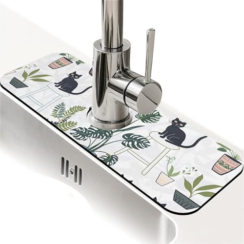 Spritzschutz für Küchenspüle, Katzen und Topfpflanzen, Wasserhahnmatte, Spülbecken-Gadgets, super saugfähig, schnell trocknende Matte, Tropffänger für Küche, Bad, Waschbeckenmatte von ZHUZHISHAN