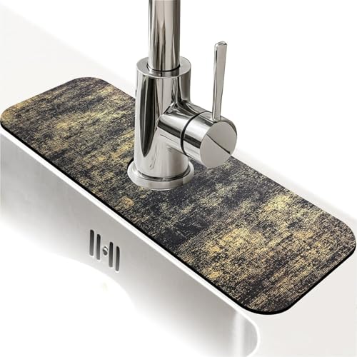 Spritzschutz für Küchenspüle, Schwarz und Gold, Wasserhahnmatte, Spülbecken-Gadgets, super saugfähig, schnell trocknende Matte, Tropfenfänger für Küche, Bad, Spülbeckenmatte, Abtropfmatte, Badezimmer Spritzschutz für Küchenspüle, Schwarz und Gold, Wasserhahnmatte, Spülbecken-Gadgets, super saugfähig, schnell trocknende Matte, Tropfenfänger für Küche, Bad, Spülbeckenmatte, Abtropfmatte, Badezimmer von ZHUZHISHAN