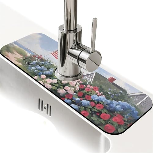 Spritzschutz für Küchenspüle, Strandhaus, Wasserhahnmatte, Spülbecken-Gadgets, super saugfähig, schnell trocknende Matte, Tropfenfänger für Küche, Bad, Spülbeckenmatte, Geschirr-Abtropfmatte Spritzschutz für Küchenspüle, Strandhaus, Wasserhahnmatte, Spülbecken-Gadgets, super saugfähig, schnell trocknende Matte, Tropfenfänger für Küche, Bad, Spülbeckenmatte, Geschirr-Abtropfmatte von ZHUZHISHAN