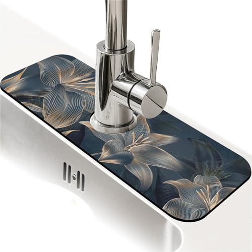 Spritzschutz für Küchenspüle, abstrakte dunkle Kunstblumen, Wasserhahnmatte, Spülbecken-Gadgets, super saugfähig, schnell trocknende Matte, Tropffänger für Küche, Badezimmer, Spülbeckenmatte Spritzschutz für Küchenspüle, abstrakte dunkle Kunstblumen, Wasserhahnmatte, Spülbecken-Gadgets, super saugfähig, schnell trocknende Matte, Tropffänger für Küche, Badezimmer, Spülbeckenmatte von ZHUZHISHAN