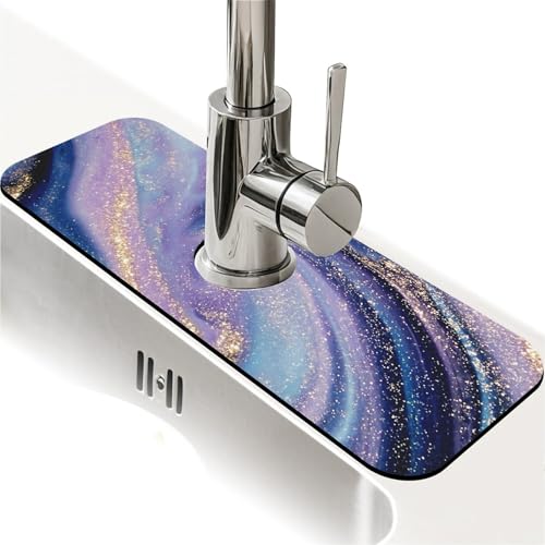 Spritzschutz für Küchenspüle, blau-violett, wirbelnder Marmor, Wasserhahnmatte, Spülbecken-Gadgets, super saugfähig, schnell trocknende Matte, Tropffänger für Küche, Bad, Spülbeckenmatte Spritzschutz für Küchenspüle, blau-violett, wirbelnder Marmor, Wasserhahnmatte, Spülbecken-Gadgets, super saugfähig, schnell trocknende Matte, Tropffänger für Küche, Bad, Spülbeckenmatte von ZHUZHISHAN