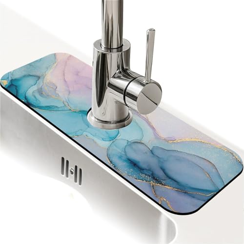 Spritzschutz für Küchenspüle, elegante blau-violette Alkoholtinte, Wasserhahnmatte, Spülbecken-Gadgets, super saugfähig, schnell trocknende Matte, Tropffänger für Küche, Bad, Spülbeckenmatte Spritzschutz für Küchenspüle, elegante blau-violette Alkoholtinte, Wasserhahnmatte, Spülbecken-Gadgets, super saugfähig, schnell trocknende Matte, Tropffänger für Küche, Bad, Spülbeckenmatte von ZHUZHISHAN