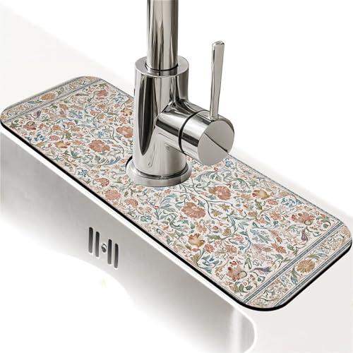 Spritzschutz für Küchenspüle, exquisite Blumen- und Vogel-Wasserhahnmatte, Spülbecken-Gadgets, super saugfähig, schnell trocknende Matte, Tropfenfänger für Küche, Bad, Spülbeckenmatte Spritzschutz für Küchenspüle, exquisite Blumen- und Vogel-Wasserhahnmatte, Spülbecken-Gadgets, super saugfähig, schnell trocknende Matte, Tropfenfänger für Küche, Bad, Spülbeckenmatte von ZHUZHISHAN