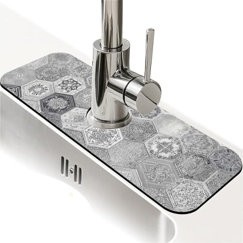 Spritzschutz für Küchenspüle, sechseckige Retro-Fliesen, Wasserhahnmatte, Spülbecken-Gadgets, super saugfähig, schnell trocknende Matte, Tropfenfänger für Küche, Bad, Spülbeckenmatte Spritzschutz für Küchenspüle, sechseckige Retro-Fliesen, Wasserhahnmatte, Spülbecken-Gadgets, super saugfähig, schnell trocknende Matte, Tropfenfänger für Küche, Bad, Spülbeckenmatte von ZHUZHISHAN
