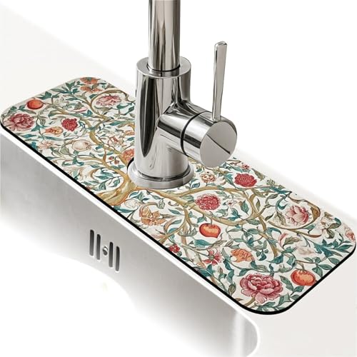 Spritzschutz für Küchenspüle, wunderschöne Blumen, Wasserhahnmatte, Spülbecken-Gadgets, super saugfähig, schnell trocknende Matte, Tropfenfänger für Küche, Bad, Spülbeckenmatte, Geschirrabtropfmatte Spritzschutz für Küchenspüle, wunderschöne Blumen, Wasserhahnmatte, Spülbecken-Gadgets, super saugfähig, schnell trocknende Matte, Tropfenfänger für Küche, Bad, Spülbeckenmatte, Geschirrabtropfmatte von ZHUZHISHAN