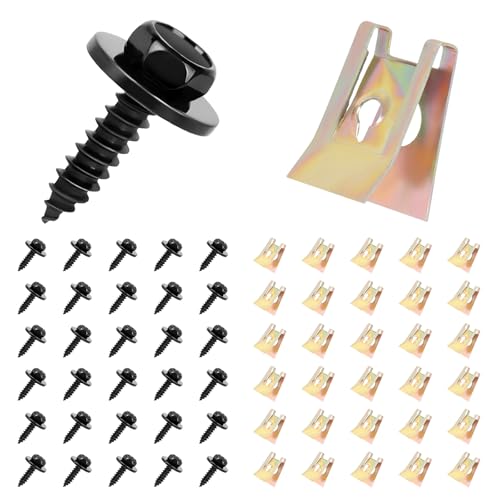 60 Stück Blechmutter Schraube Mutter Clip Kit, 30 Edelstahl Karosserieschrauben 30 U-Typ Clip Mutter Befestigung Clips, Karosserie Klemmen Schnappmutter Set, Schraube Mutter Clip Schnappmutter Set 60 Stück Blechmutter Schraube Mutter Clip Kit, 30 Edelstahl Karosserieschrauben 30 U-Typ Clip Mutter Befestigung Clips, Karosserie Klemmen Schnappmutter Set, Schraube Mutter Clip Schnappmutter Set von ZHXGO