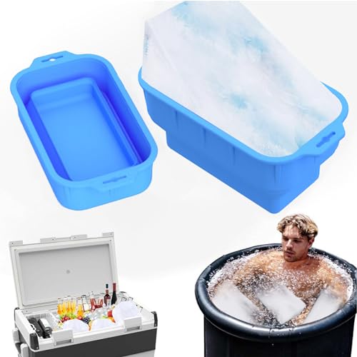 2 Stück Große Eiswürfelform, 7.2kg Eiswürfel, Faltbare Extra Große Eiskugelform, Silikonform Eiswürfel Wiederverwendbar für Eisbäder, Früchte, Getränke und Eisskulpturen (Blau) von ZHXMALL