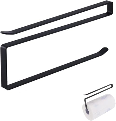 Küchenrollerollenhalter Ohne Bohren Rollenhalter küchen Organizer Metall Küchenrollenhalter Unterschrank Papier für Küche Bad Hängen Papierhandtuchhalter Kleiderbügel Schwarz von ZHXMALL