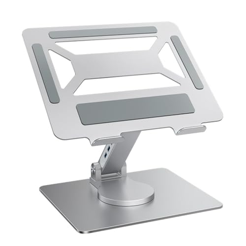 ZHXQRP Laptop-StäNder for Schreibtisch Mit 360° Drehbarer Basis Ergonomisch Verstellbar Tragbar Notebook-StäNder Riser-Halter Computer-StäNder(Silver) von ZHXQRP