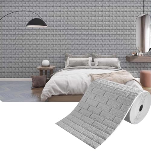 Wasserdichtes Abnehmbar Selbstklebend Tapete Ziegel Wandpapier für Wohnzimmer Schlafzimmer Büro Wandaufkleber Weicher Aufprallschutz(Gray4mm,0.7 * 15m/2.29 * 49.2ft) von ZHXQRP