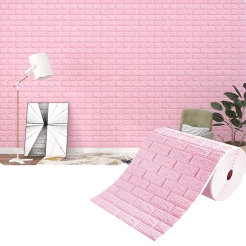 Wasserdichtes Abnehmbar Selbstklebend Tapete Ziegel Wandpapier für Wohnzimmer Schlafzimmer Büro Wandaufkleber Weicher Aufprallschutz(Pink4mm,0.7 * 10m/2.29 * 32.8ft) von ZHXQRP