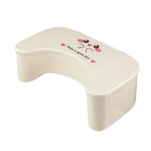 ZHXQRP Aufbewahrbarer Toilettenfußhockel Perfekte Höhe für Die Empfohlene Haltung Toilette Fußhocker zur Verbesserung der Toilettenhaltung(Cream Smiley) von ZHXQRP