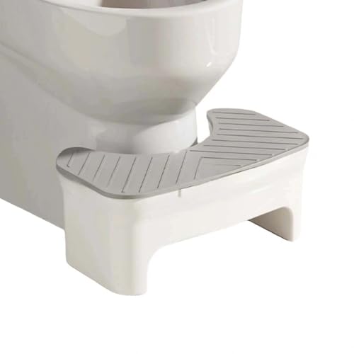 ZHXQRP Aufnehmbarer Toilettenfußhockel WC Hocker zur Verbesserung der Toilettenhaltung Hilft bei Verstopfung Ergonomischer(White Gray Retractable) von ZHXQRP