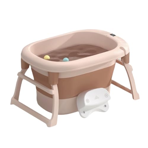 ZHXQRP Faltbare Badewanne mit Ablaufloch Tragbares Platzsparendes Design Haustierbadewanne for Welpen Kleine Hunde Katzen(Pink) von ZHXQRP