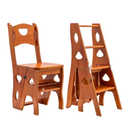 Folding Library Ladder Chair 4 Tier Portable Step Stool Lightweight 3-in-1 Stepladders Display Stand Library Steps Bookshelf Plant Rack for Home Storage(Walnut) von ZHXQRP