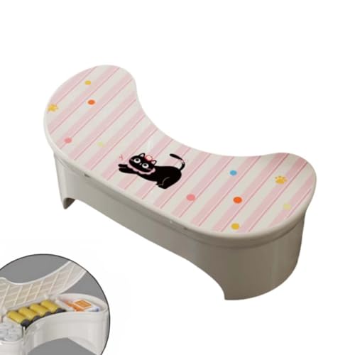 ZHXQRP Toilette Fußhocker Aufbewahrbarer Toilettenhocker Perfekte Höhe für die Empfohlene Haltung Hilft Bei Verstopfung Rutschschutz(Kitten -Storage Style) von ZHXQRP