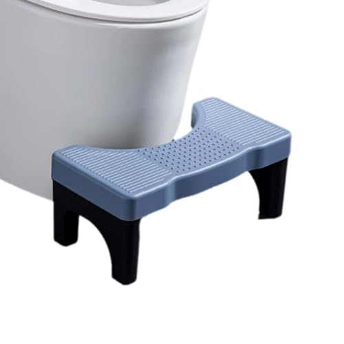 ZHXQRP Tragbar WC Hocker Kein Platz Rutschschutz Toilette Fußhocker für Badezimmer Geeignet zur Verbesserung der Toilettenhaltung Hilft Bei Verstopfung Ergonomischer(Black feet+Blue face) von ZHXQRP
