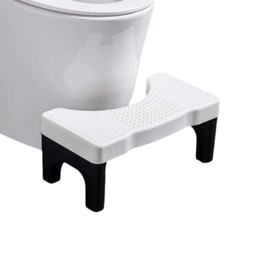 ZHXQRP Tragbar WC Hocker Kein Platz Rutschschutz Toilette Fußhocker für Badezimmer Geeignet zur Verbesserung der Toilettenhaltung Hilft Bei Verstopfung Ergonomischer(Black feet+White face) von ZHXQRP