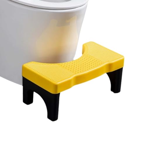 ZHXQRP Tragbar WC Hocker Kein Platz Rutschschutz Toilette Fußhocker für Badezimmer Geeignet zur Verbesserung der Toilettenhaltung Hilft Bei Verstopfung Ergonomischer(Black feet+Yellow face) von ZHXQRP