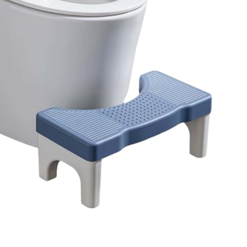 ZHXQRP Tragbar WC Hocker Kein Platz Rutschschutz Toilette Fußhocker für Badezimmer Geeignet zur Verbesserung der Toilettenhaltung Hilft Bei Verstopfung Ergonomischer(Blue+White Legs) von ZHXQRP
