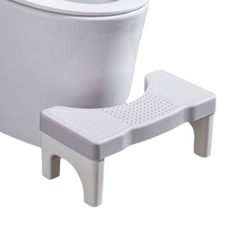 ZHXQRP Tragbar WC Hocker Kein Platz Rutschschutz Toilette Fußhocker für Badezimmer Geeignet zur Verbesserung der Toilettenhaltung Hilft Bei Verstopfung Ergonomischer(Gray+White Legs) von ZHXQRP