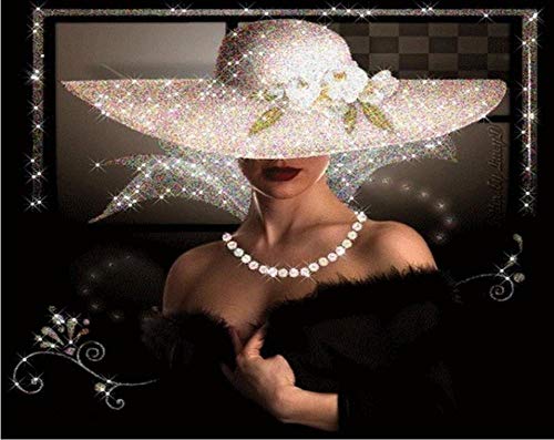 ZHXXFD 5D Diamond Painting 30X40CM Eine Frau Mit Hut Full Bilder Groß Runde Steine Crystal Strass Diamond Stickerei Set Kreuzstich Mosaik Für Kinder Anfänger Frameless von ZHXXFD