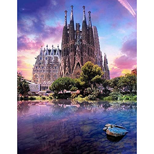 ZHXXFD Diamant Painting Bilder Erwachsene Landschaft Schloss Von Barcelona Diamond Painting Set Full Groß 50X60 Diy 5D Diamant Malerei Kinder Mädchen Stickerei Set Crystal Art(D458) von ZHXXFD