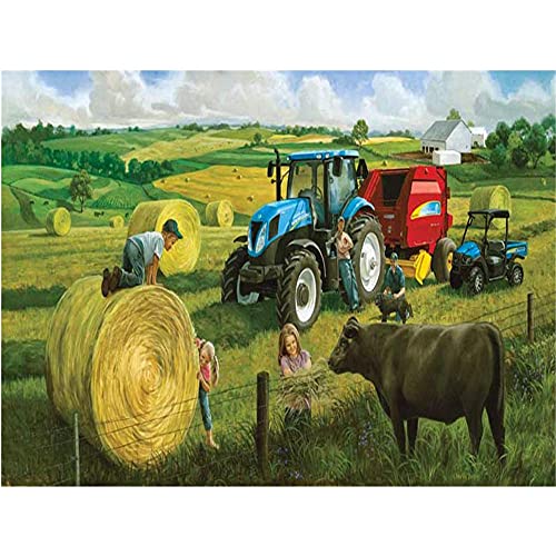 ZHXXFD Diamond Painting Bilder Set Full Groß Farm Roter Traktor 30X40 5D Diamond Painting Strass Runden Steine,Diamant Painting Set Erwachsene Kinder Diamant Malerei Kunst Kit von ZHXXFD