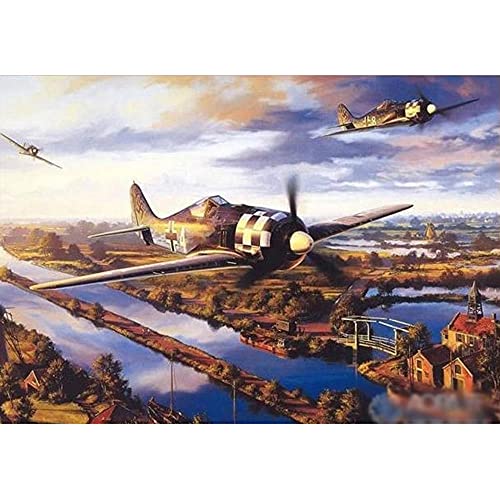 ZHXXFD Diamond Painting Bilder Set Vintage Flugzeuge Des Zweiten Weltkriegs 5D Diamant Painting Full Groß Landschaft 50X60 Leinwand Diy Diamant Malerei Puzzle Mosaik Stickerei Set (S45) von ZHXXFD