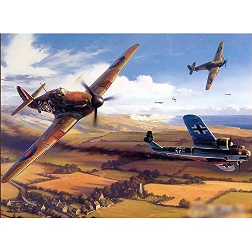 ZHXXFD Diamond Painting Bilder Set Vintage Flugzeuge Des Zweiten Weltkriegs 5D Diamant Painting Full Groß Landschaft 55x80 Leinwand Diy Diamant Malerei Puzzle Mosaik Stickerei Set (S42) von ZHXXFD