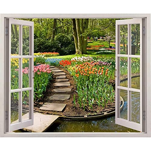 ZHXXFD Diamond Painting Erwachsene Kinder,5D Diamant Painting Bilder Landschaft Fenster Meereslandschaft 55X80 Full Groß 5D Diamant Malerei Set Für Mädchen Jungen,Mosaik Art Kits,A2 von ZHXXFD